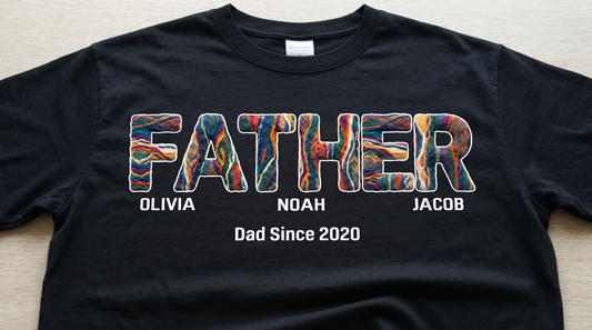 Personalized Father T-Shirt – Dad Since (Year) Custom Kids Names T-Shirt